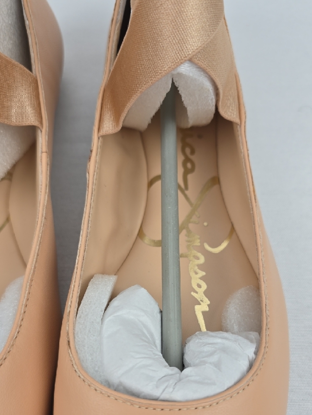 Jessica Simpson Peep-Toe Cross-Strap Flats in Nude Blush - Picture 12 of 15